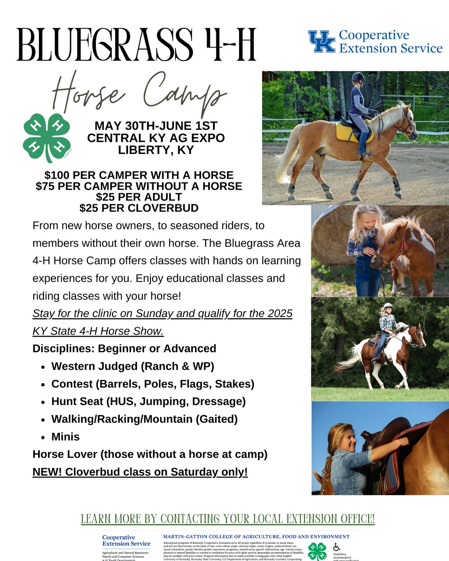 Bluegrass 4-H Horse Camp - May 30th - June 1st
