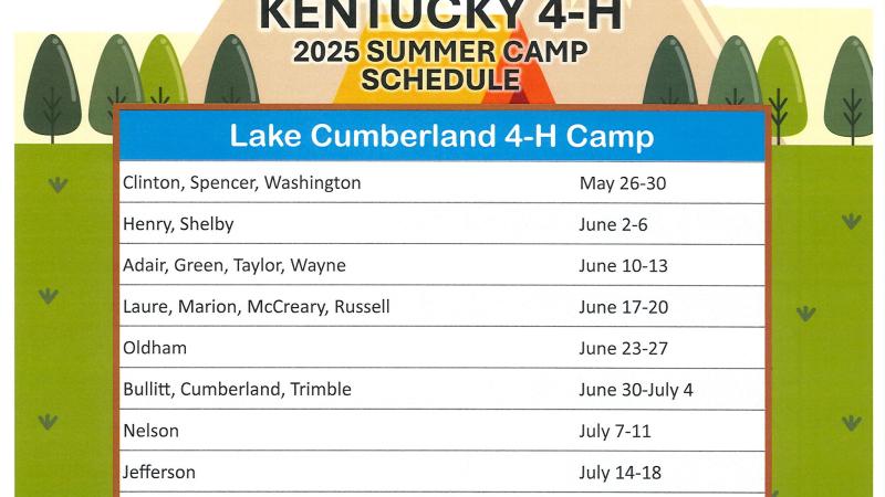 KY 4-H Camp Schedule