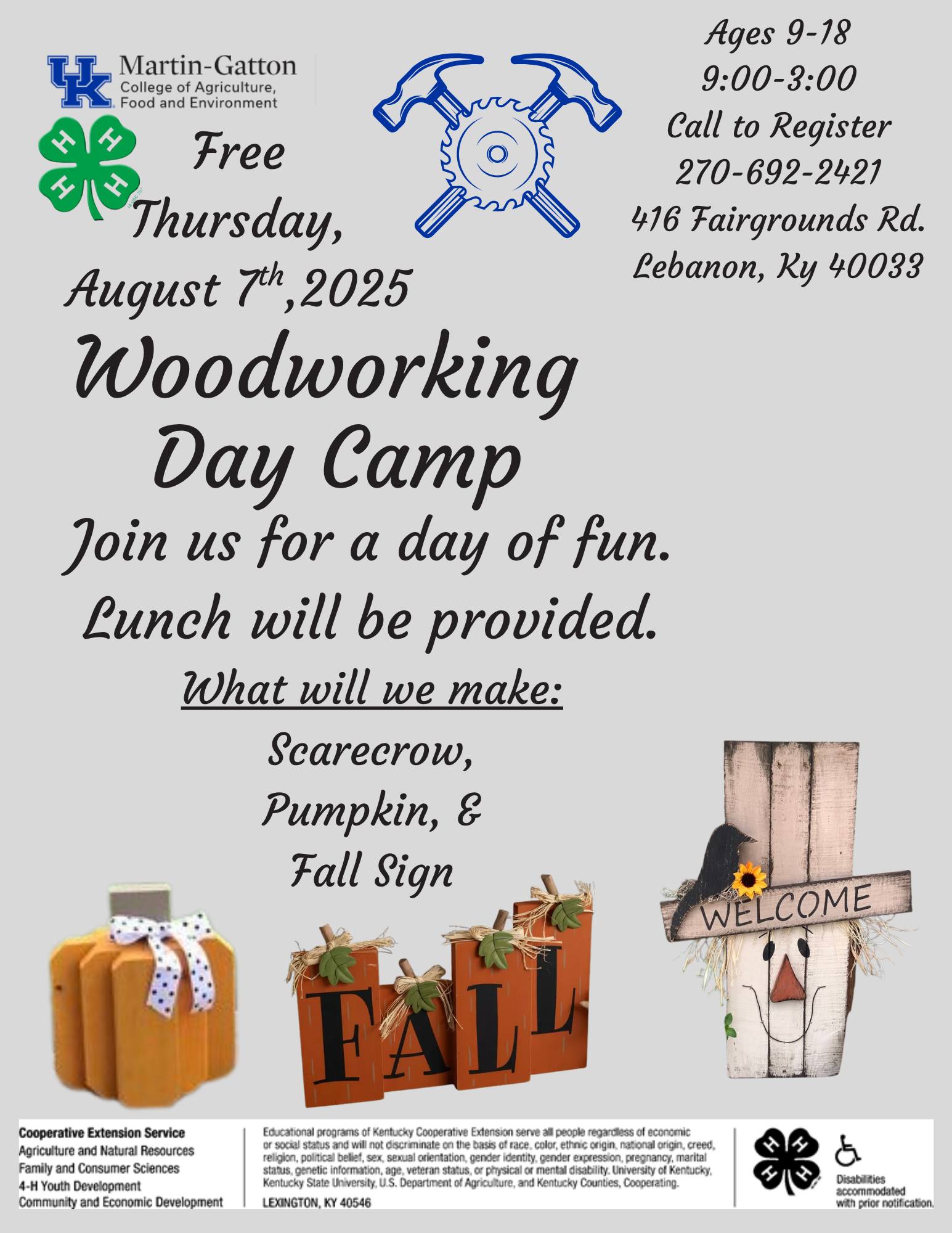 Woodworking Day Camp